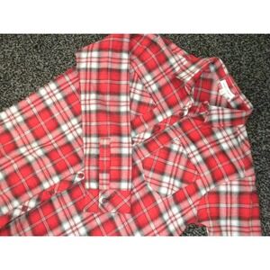 Honey Punch Top Womens S Red Black Plaid Flannel Button Down Long Sleeve Outdoor
